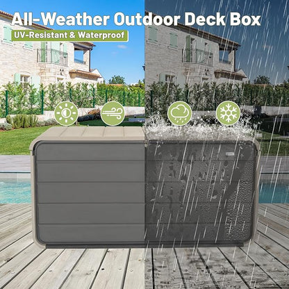 KUIKUI Deck Boxes Outdoor Waterproof, Large Outdoor Deck Box - Image 4