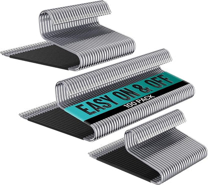 Set of 100 Stainless Steel Non-Slip Open-Ended Pant Hangers – Durable Trouser by ERA+Accents