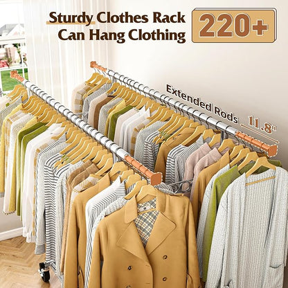 Raybee Clothes Rack Load 630LBS, Heavy Duty Clothes Rack, Rolling Clothing Racks - Image 3