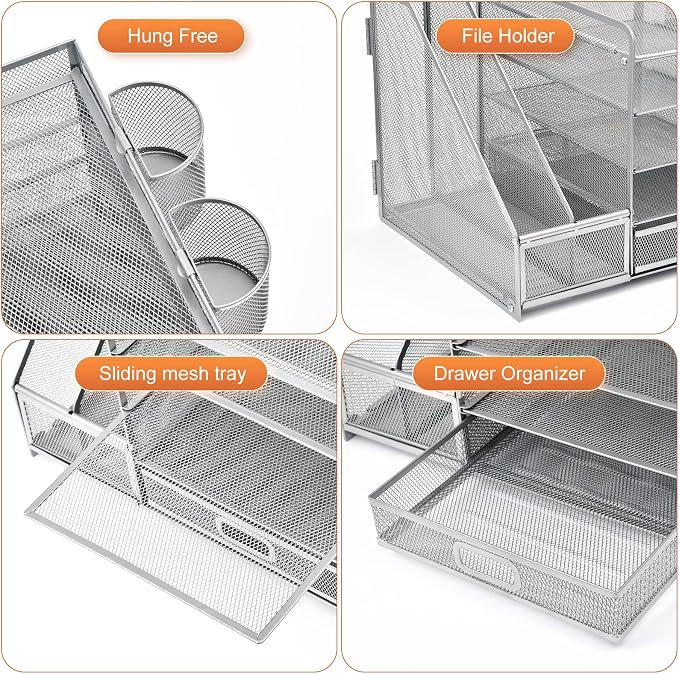 Marbrasse Desk Organizer with File Holder, 5-Tier Paper Letter Tray Organizer - Image 4