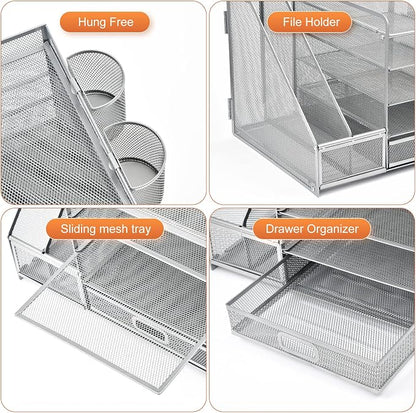Marbrasse Desk Organizer with File Holder, 5-Tier Paper Letter Tray Organizer - Image 4
