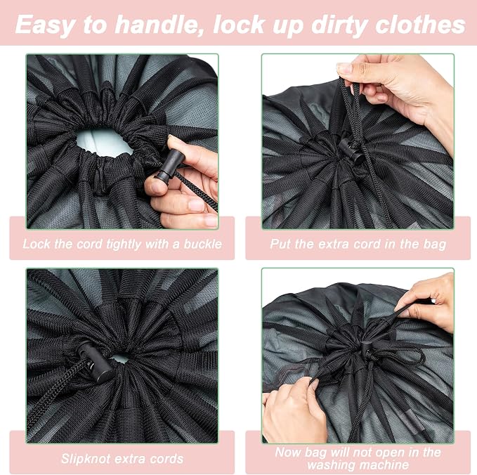4 Pack Mesh M Laundry Bags, Machine Washable Dirty Clothes Organizer - Image 3