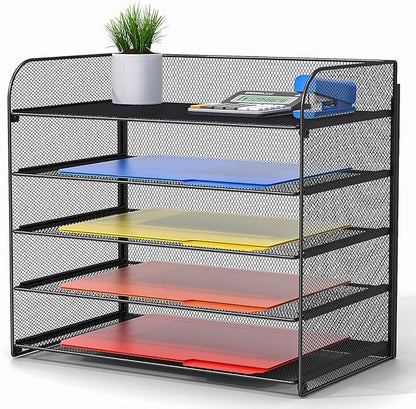A4/Legal/Letter Size，5 Tier Mesh Letter Tray File Organizer, 15.2 x 9.5 x 13.4 by Vanulee