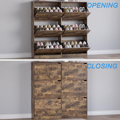 BORNOON Shoe Cabinet with 6 Flip Drawers, Slim Narrow Shoe Storage Cabinet - Image 5