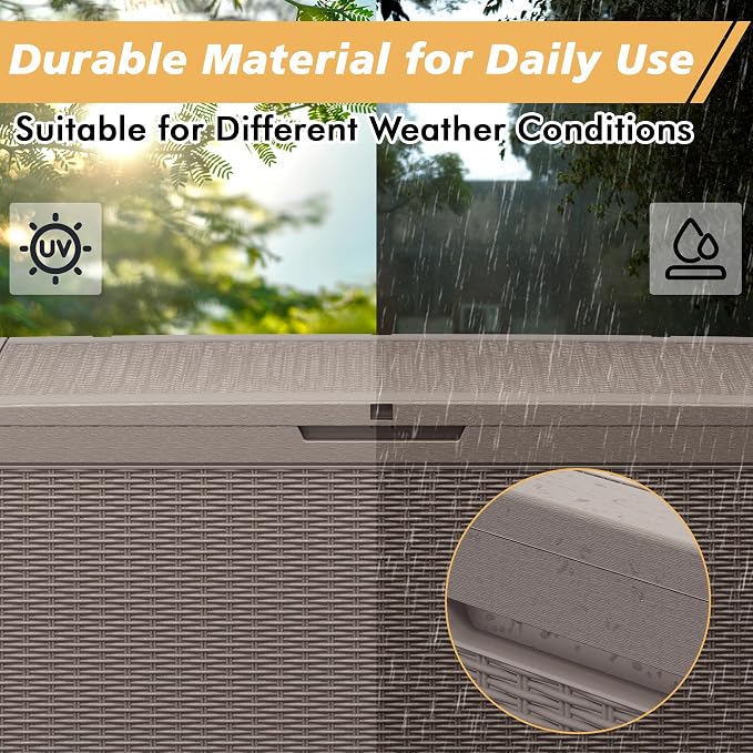 Outdoor Storage Box, Resin Deck Boxes Outdoor Waterproof - Image 3
