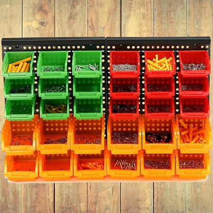 30-Bin Wall Mounted Storage Bins Kit, Tool Organizer Rack, Garage Hardware - Image 4