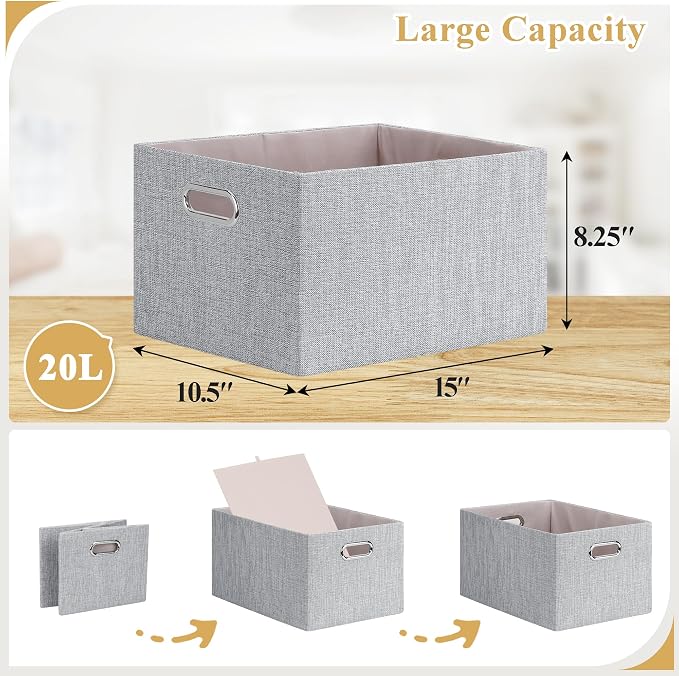 Posprica Closet Organizers and Storage, 4 Pack Large Linen Storage Bins - Image 4