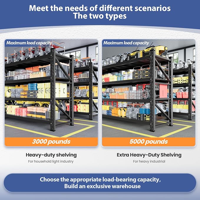 5000LBS Storage Shelves, Adjustable Industrial Shelving, 4 Tier Metal Shelving - Image 6