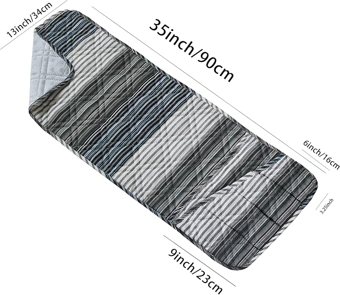 Brilliant Sunshine Multi Grey Stripes Patchwork Couch Armrest 5 Pockets - Image 6