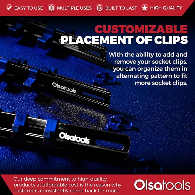 Olsa Tools Aluminum Socket Organizer, 3/8-Inch Drive x 18 Clips, 1/2-Inch Drive - Image 5