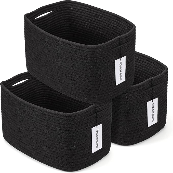 Cotton Rope storage Basket Bins 15X10X9.3“ Woven Basket by XUANGUO
