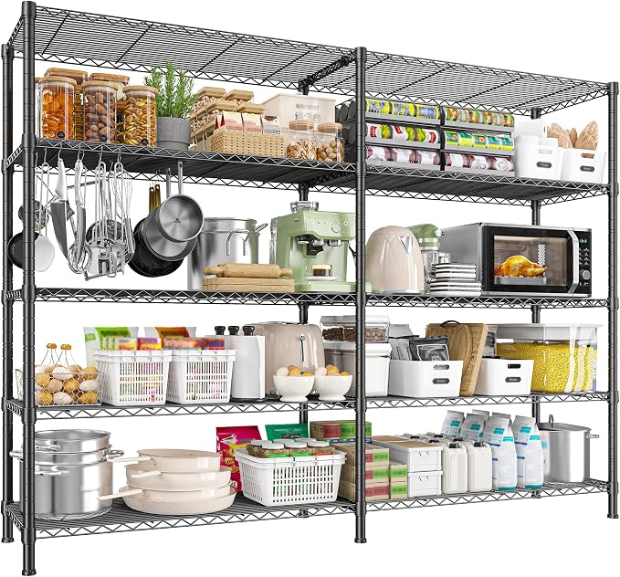 REIBII 1450LBS Metal Shelving Unit Storage Shelves 5 Tier Wire Shelving 58.1''W by REIBII