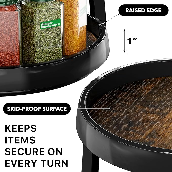 Simple Houseware 2-Tier Lazy Susan Spice Organizer, 10-Inch Diameter, Rustic - Image 4