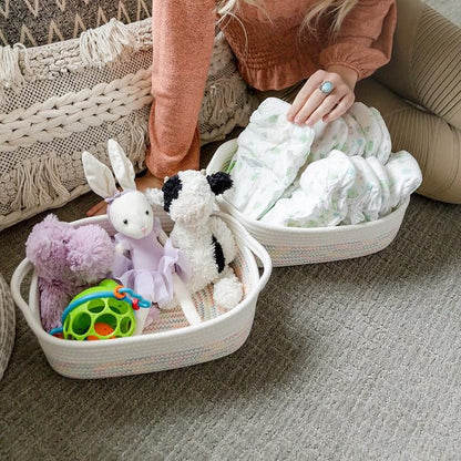 NaturalCozy 5-Piece Rectangle Storage Basket Set- Natural Cotton Rope Woven - Image 8