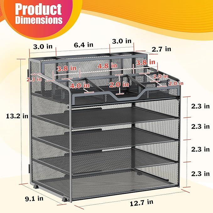 Docnest 5 Tier Mesh Desk Organizer - Image 3