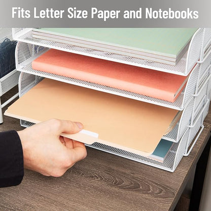 Mind Reader Stackable Paper Tray, Desktop Organizer, File Storage, Metal Mesh - Image 6