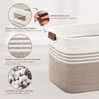 60L Large Laundry Basket with Leather Handles - Image 5
