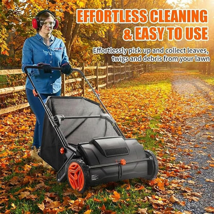 Hand Push Lawn Sweeper, 3.5 cu. ft. Large Mesh Collection Hopper Bag, 2 - Image 3