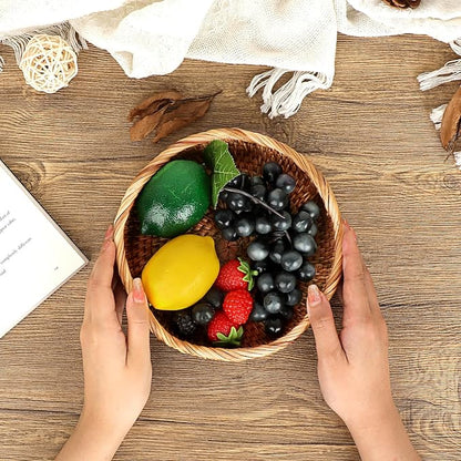 Hipiwe Round Key Basket Bowl for Entryway 7.3" Natural Rattan Fruit Bowl Woven - Image 5