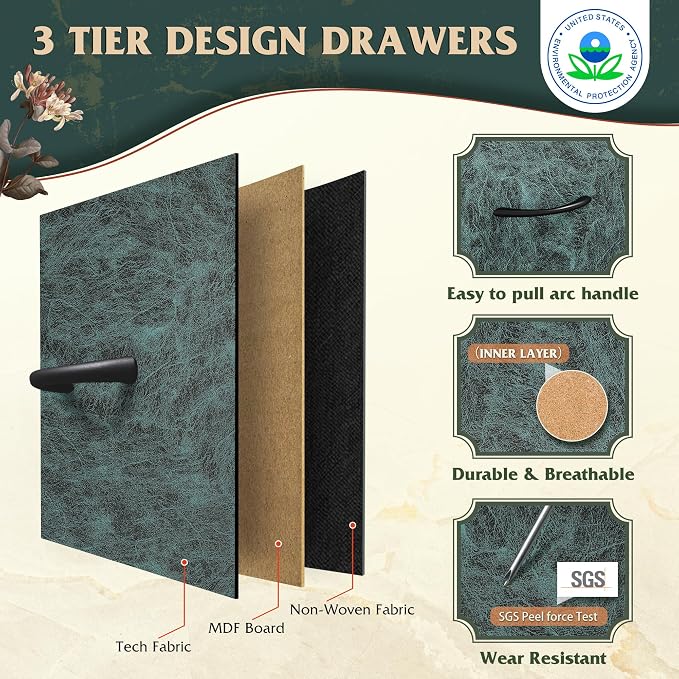 WLIVE 9 Drawer Dresser, Fabric Storage Tower - Image 5