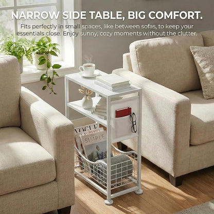 Skinny Side Table with Storage, 3 Tier Slim Side Tables - Image 8