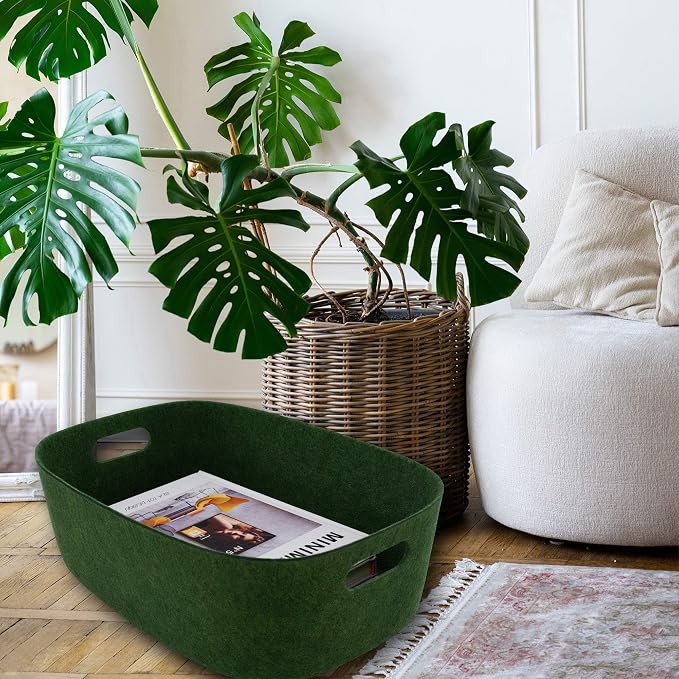 Welaxy Large Storage Basket Felt Open Desk Organize bin Shelf baskets - Image 2
