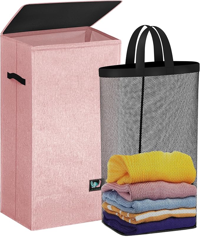 WTREE Laundry Hamper with Lid, Reinforced Sturdy Clothes Hamper with by WTREE