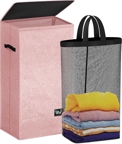 WTREE Laundry Hamper with Lid, Reinforced Sturdy Clothes Hamper with by WTREE