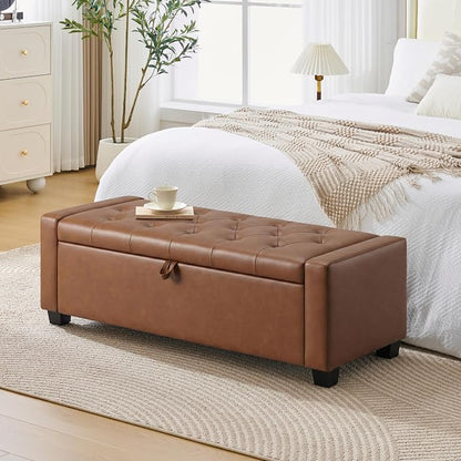 Huatean Home 48" Ottoman with Storage, Storage Ottoman Bench with Safety Hinge - Image 4