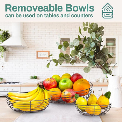 Home Intuition 3-Tier Hanging Fruit Produce Basket Heavy Duty Wire - Image 5