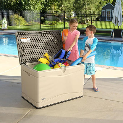 LIFETIME 60103 Deck Storage Box, 80 Gallon, Desert Sand/Brown - Image 4