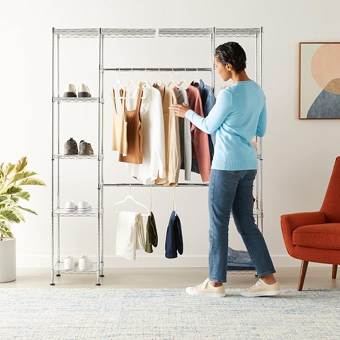 Amazon Basics Expandable Adjustable Metal Closet Organizer - Image 2