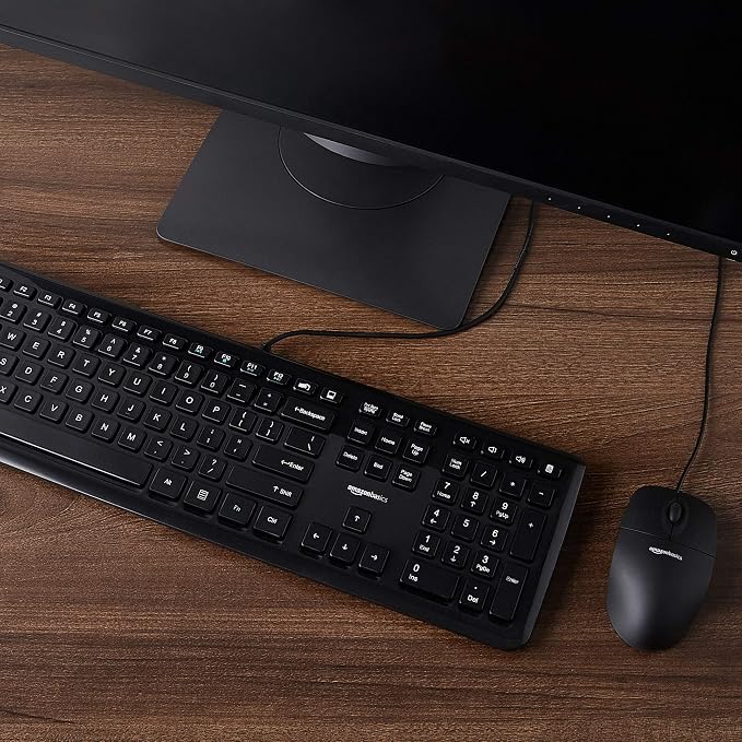 Amazon Basics Wired Keyboard and Mouse Bundle, Full-Sized, QWERTY Layout - Image 5