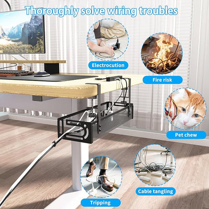 No Drill Under Desk Cable Management Tray, SONATURE 15.7" Cord Organizer - Image 9