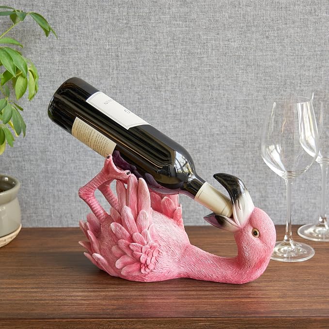 True Flirty Flamingo Polyresin Wine Bottle Holder, Wine Accessories, Wine Bar - Image 5
