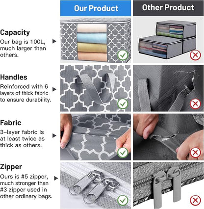 WISELIFE Storage Bags 100L 4-Pack Large Blanket Clothes Organization and - Image 6