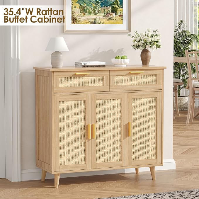 Akxomel Rattan Sideboard Buffet Cabinet - Image 3