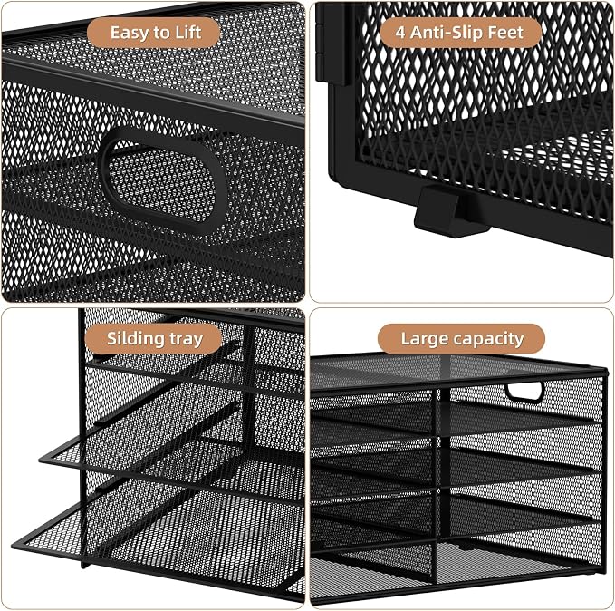 Marbrasse 5 Tier Desktop Literature Organizer, Mesh Paper Organizer Desk - Image 4