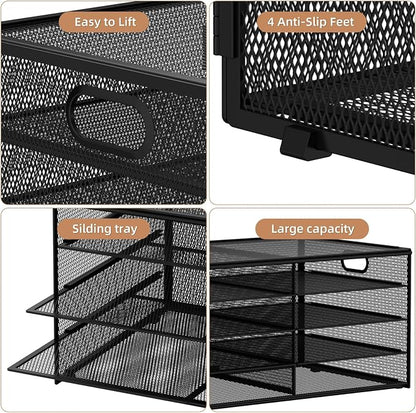 Marbrasse 5 Tier Desktop Literature Organizer, Mesh Paper Organizer Desk - Image 4