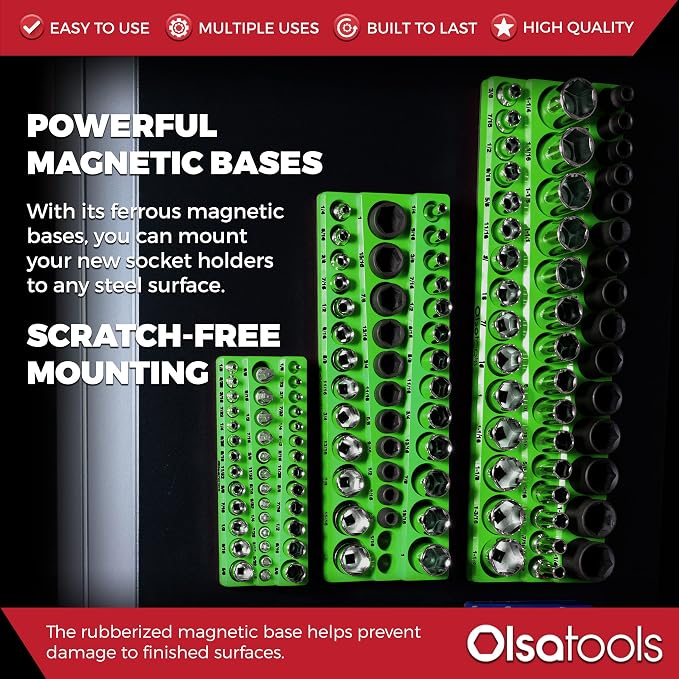 Olsa Tools Magnetic Socket Organizer | 3pc Socket Holder Kit | 1/2-Inch - Image 5