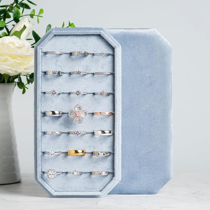 Velvet Ring Organizer Display Tray Jewelry Box Earring Holder Case - Image 5