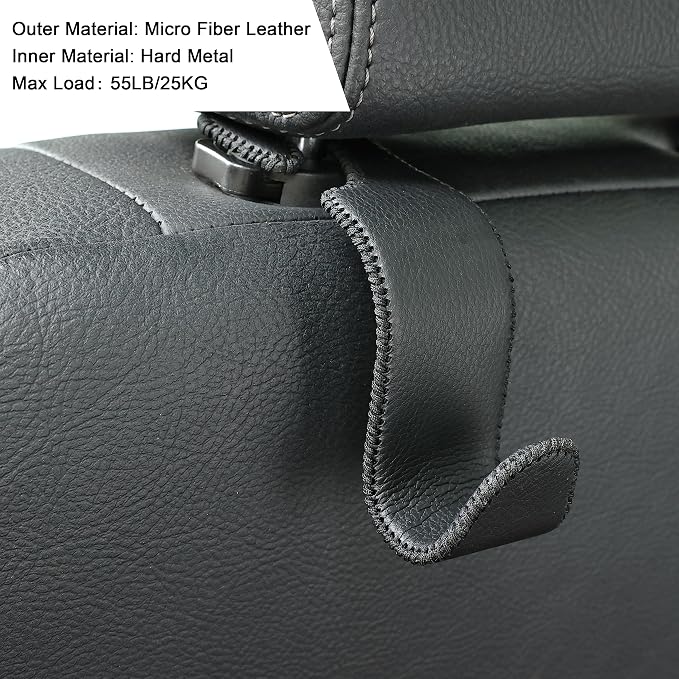 Amooca Car Seat Headrest Hook 4 Pack Metal Core Hanger Universal Car Storage - Image 5