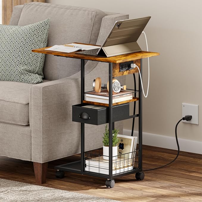 Rolling C-Shaped Side Table - Image 2