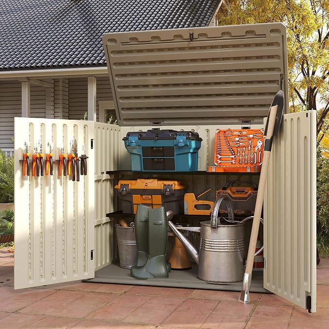EHHLY Horizontal Resin Storage Shed, 47 Cuft Garden Tool Sheds & Outdoor Storage - Image 5