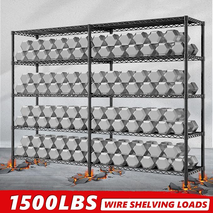 72.4''H Storage Shelves Metal Shelving Unit Load 1500LBS, 5 Tier Wire Shelving - Image 6