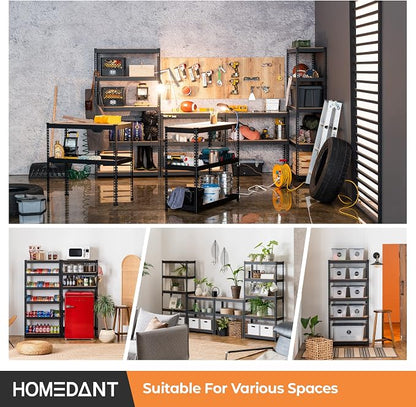 HOMEDANT 5 Tier Storage Shelves Adjustable Laminated Boltless Garage Metal - Image 9