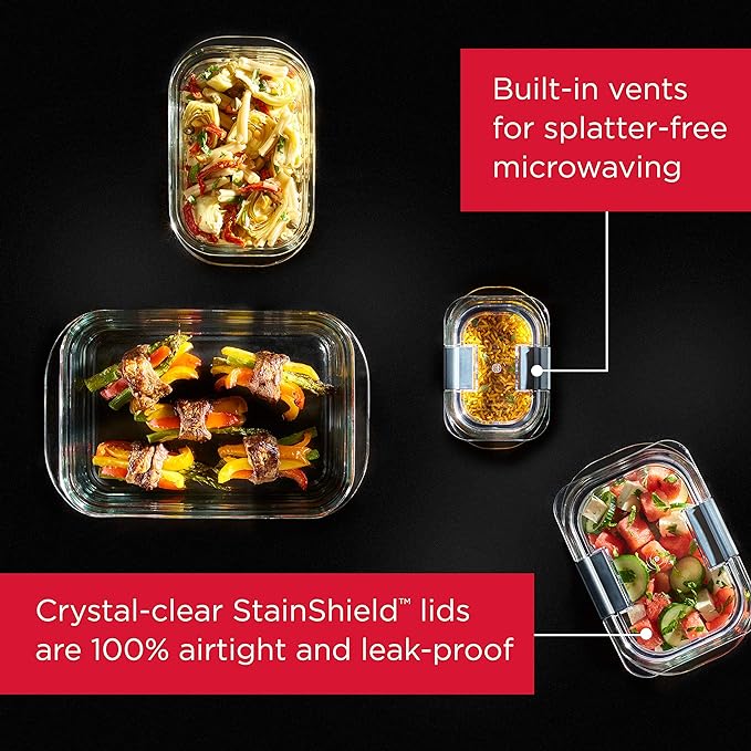 Rubbermaid Brilliance Glass Food Storage set of 4 containers 8 total pieces - Image 2