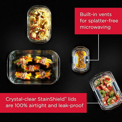 Rubbermaid Brilliance Glass Food Storage Containers, 8 Cup, Leak-Proof - Image 2