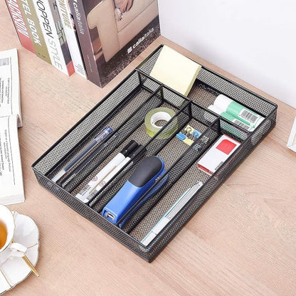 WuGeShop Office Desk Drawer Organizer, 5 Compartments Mesh Drawer Organizer Tray - Image 5
