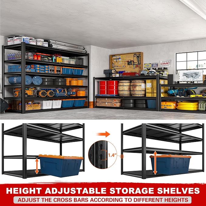 REIBII 84.1" H Garage Shelving, 3500LBS Storage Shelves Heavy Duty, Adjustable - Image 7